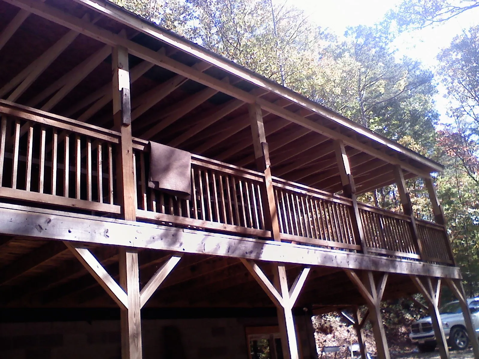 Timber framing under a new elevated porch and deck — Roof Leak Repair in Macon by Roofing Brothers
